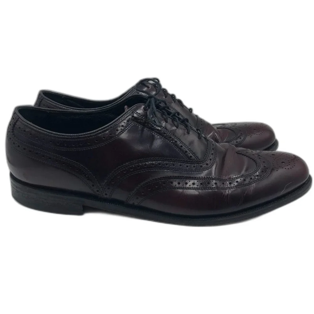 Florsheim Men’s Burgundy Leather Wingtip Oxfords Size 12D Vintage